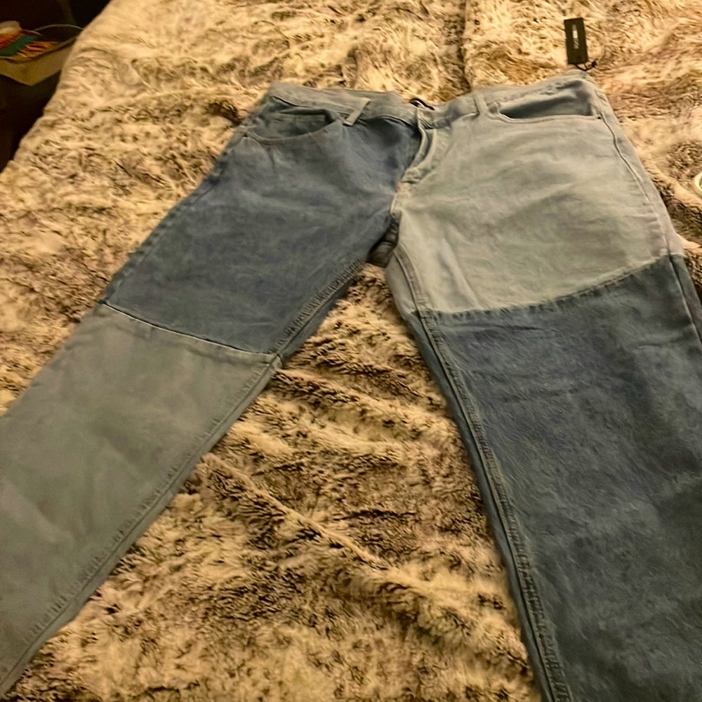 Two-tone jean pants